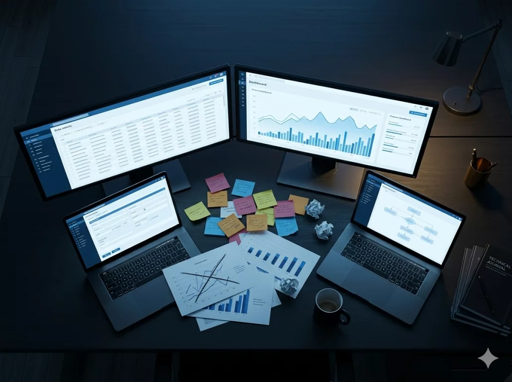 Illustration of disconnected business systems